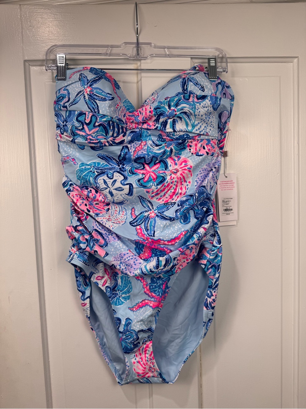 Lilly Pulitzer Pastel Blue Starfish & Coral Print Ruched One-Piece